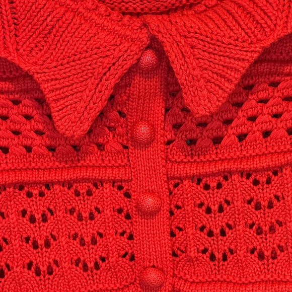 VICI AMORE COTTON CROCHET KNIT TOP - RED - Picture 10 of 12